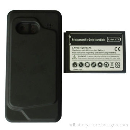 3.7V/2500mAh/9.3Wh Mobile Phone Battery for HTC Droid Incredible, with Black Cover